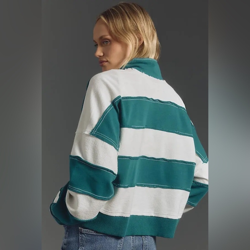 NEW! THE KAMRIE PIECED POPOVER TOP BY PILCRO BLUE STRIPE 💌 - Picture 2 of 6